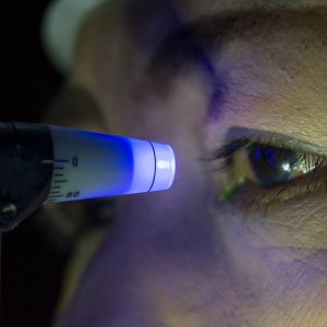 Man having eye pressure tested